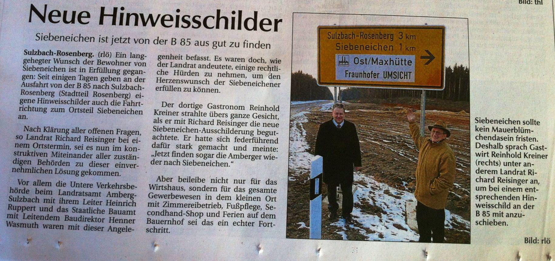 Neue Hinweisschilder