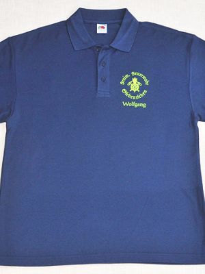 FF 2009 A: Vereinsshirt, Abb. Variante Poloshirt. Vorderseite mit Logo und persönlichem Namen. Rückseite mit Aufdruck FEUERWEHR.