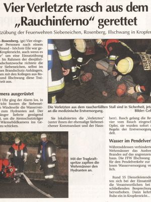 FF 2009 H: Großübung am 23.Okt in Kropfersricht. Bericht über die Großübung durch die Sulzbach-Rosenberger Zeitung vom 28.Okt. © für Bilder und Text bei Sulzbach-Rosenberger Zeitung / Gebhardt.