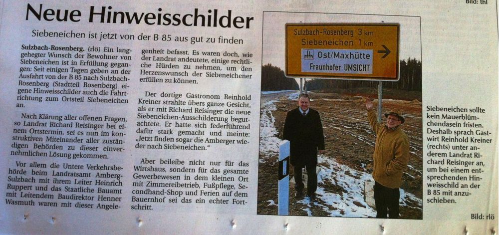 Neue Hinweisschilder